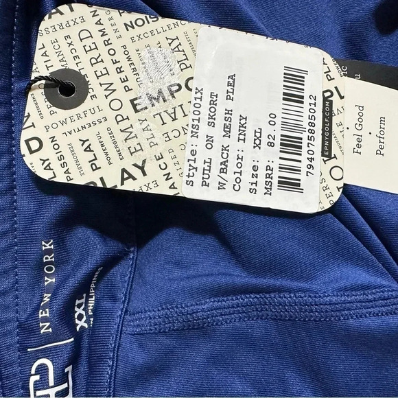 EPNY GOLF‎ XXL blue pull on moisture wicking golf skort back mesh pleat New - Picture 7 of 8